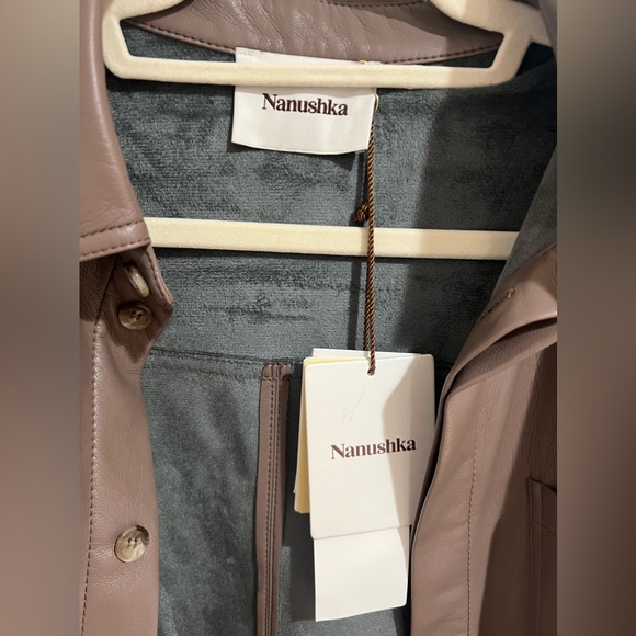 NANUSHKA Declan Faux Leather Shirt in Mauve Grey Size Small (NWT) Retail $495 - Picture 4 of 11
